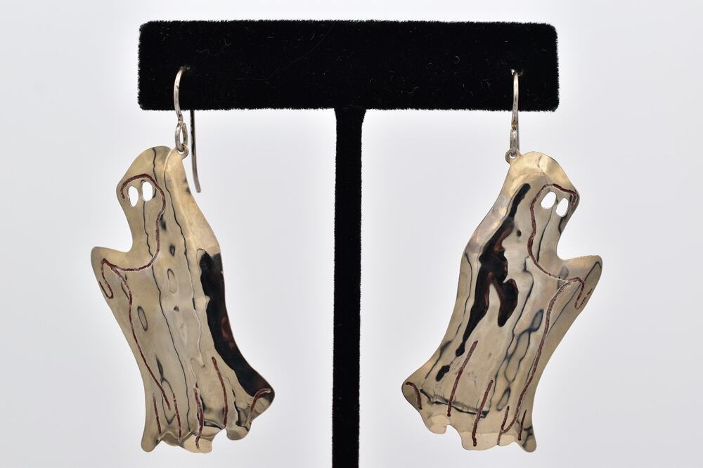 Zirkus Vintage Halloween Ghost Earrings Grim Reaper Spooky Chunky Signed BinBK